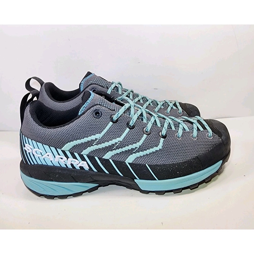 Scarpa Mescalito KN Approach Shoe Sneaker Womens 7.5 EUR 39 Gray Aqua Hiking EUC